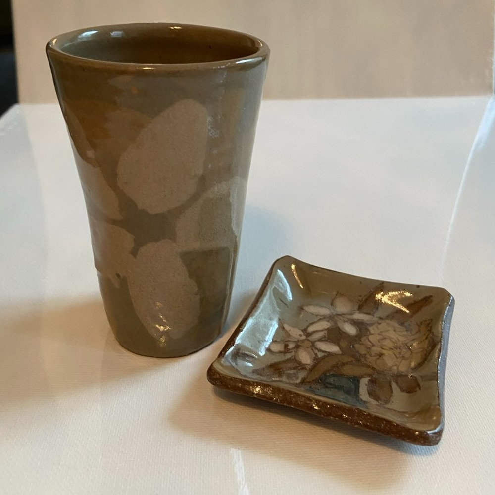 Handmade Clay Vase and Small Plate
